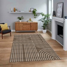 Viyana Home Dijital Baskılı Kaymaz Taban Yıkanabilir Modern Yolluk Mutfak Salon Halısı, V-MODERN-110-KAHVE,