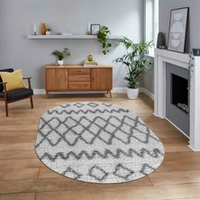 Viyana Home Dijital Baskılı Kaymaz Taban Yıkanabilir Oval Modern Yolluk Salon Halısı, V-O-Modern-92-Gri,