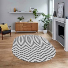 Viyana Home Dijital Baskılı Kaymaz Taban Yıkanabilir Oval Modern Yolluk Salon Halısı, V-O-MODERN-102-GRİ,