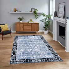 Viyana Home Dijital Baskılı Kaymaz Taban Yıkanabilir Modern Yolluk Mutfak Salon Halısı, V-MODERN-118-MAVİ,
