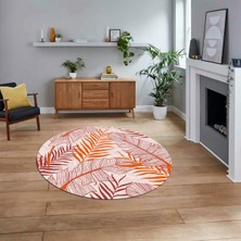 Viyana Home Dijital Baskılı Kaymaz Taban Yıkanabilir Yuvarlak Modern Mutfak Salon Halısı, V-Y-Modern-98-Kırmızı,