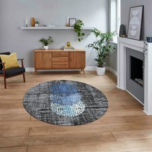 Viyana Home Dijital Baskılı Kaymaz Taban Yıkanabilir Yuvarlak Modern Mutfak Salon Halısı, V-Y-Modern-01-Antrast,