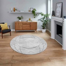 Viyana Home Dijital Baskılı Kaymaz Taban Yıkanabilir Yuvarlak Modern Mutfak Salon Halısı, V-Y-Modern-62-Gri,