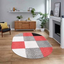 Viyana Home Dijital Baskılı Kaymaz Taban Yıkanabilir Oval Modern Yolluk Salon Halısı, V-O-Modern-53-Pembe,