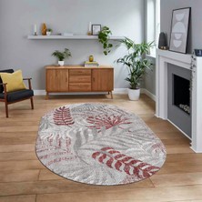 Viyana Home Dijital Baskılı Kaymaz Taban Yıkanabilir Oval Modern Yolluk Salon Halısı, V-O-Modern-95-Bordo,