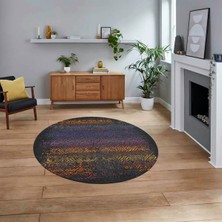 Viyana Home Dijital Baskılı Kaymaz Taban Yıkanabilir Yuvarlak Modern Mutfak Salon Halısı, V-Y-Modern-28-Renkli,