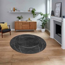 Viyana Home Dijital Baskılı Kaymaz Taban Yıkanabilir Yuvarlak Modern Mutfak Salon Halısı, V-Y-Modern-62-Antrast,