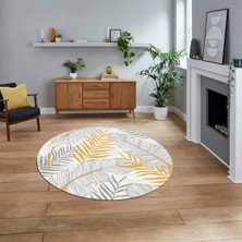 Viyana Home Dijital Baskılı Kaymaz Taban Yıkanabilir Yuvarlak Modern Mutfak Salon Halısı, V-Y-Modern-98-Gri,