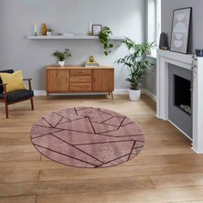 Viyana Home Dijital Baskılı Kaymaz Taban Yıkanabilir Yuvarlak Modern Mutfak Salon Halısı, V-Y-MODERN-117-BORDO,