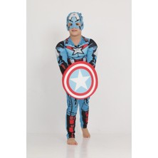 Neat Kids Captain America Kaptan Amerika Kaslı Parti Doğum Günü Özel Gün Maskeli Kalkanlı Kostüm