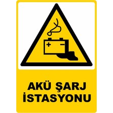 ChicArt Design Studio Akü Şarj Istasyonu Pvc Plakalı Uyarı Levhası Dekota Dijital Uv Baskı Yapışkanlı 25X35