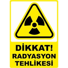 ChicArt Design Studio Dikkat Radyasyon Tehlikesi Dijital Uv Folyo Yapışkanlı Baskı Uyarı Etiket  Sticker 12.5X17.5