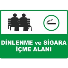 ChicArt Design Studio Dinlenme ve Sigara Içme Alanı Dijital Uv Folyo Yapışkan Baskı Uyarı Etiket  Sticker 17.5X12.5