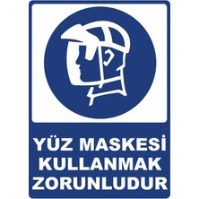 ChicArt Design Studio Yüz Maskesi Kullanmak Zorunludur Dijital Uv Folyo Yapışkan Baskıuyarı Etiket Sticker 12.5X17.5