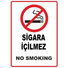 ChicArt Design Studio Sigara Içilmez No Smoking Dijital Uv Folyo Yapışkanlı Baskı Uyarı Etiket Yapıştırma Sticker 25X35 cm