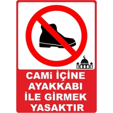 ChicArt Design Studio Cami Içine Ayakkabı Ile Girmek Yasaktır Dijital Uv Folyo Baskı Uyarı Etiket Yapıştırma Sticker