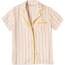 Katia & Bony Kız Çocuk Ekru Renkli Çizgli Pijama Üstü