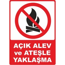 ChicArt Design Studio Alev ve Ateşle Yaklaşma Dijital Uv Folyo Baskı Yapışkanlı Uyarı Etiket  Sticker 12.5X17.5
