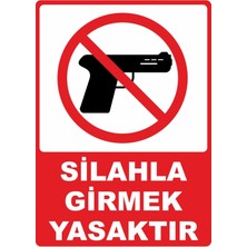 ChicArt Design Studio Silahla Girmek Yasaktır Dijital Uv Folyo Yapışkan Baskıuyarı Etiket Yapıştırma Sticker 12.5X17.5
