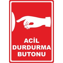 ChicArt Design Studio Acil Durdurma Butonu Dijital Uv Folyo Baskı Yapışkanlı Uyarı Etiketi Yapıştırma Sticker Mat 25X35 cm