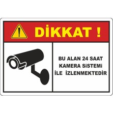 ChicArt Design Studio Dikkat 24 Saat Kamera Sistemi Ile Izlenmektedir Dijital Uv Folyo Baskı Uyarı Etiket Yapıştırma 25X35