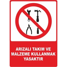 ChicArt Design Studio Arızalı Takım ve Malzeme Kullanmak Yasaktır Dijital Uv Folyo Baskı Uyarı Etiket Sticker 12.5X17.5