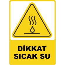ChicArt Design Studio Dikkat Sıcak Su Dijital Uv Folyo Baskı Uyarı Etiket Yapıştırma Sticker 12.5X17.5