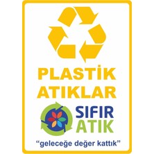 ChicArt Design Studio Plastik Atıklar Sıfır Atık Dijital Uv Folyo Baskı Yapışkanlı Uyarı Etiket Yapıştırma Sticker 25X35