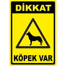 ChicArt Design Studio Dikkat Köpek Var Pvc Plakalı Uyarı Levhası Dekota Dijital Uv Baskı Yapışkanlı 25X35 cm