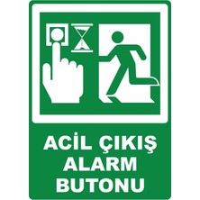 ChicArt Design Studio Acil Çıkış Alarm Butonu Dijital Uv Folyo Baskı Uyarı Etiket Yapıştırma Sticker 25X35