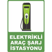 ChicArt Design Studio Elektrikli Araç Şarj Istasyonu Dijital Uv Folyo Yapışkan Baskı Uyarı Etiket  Sticker 12.5X17.5