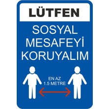 ChicArt Design Studio Lütfen Sosyal Mesafeyi Koruyalım Dijital Uv Folyo Yapışkan Baskı Uyarı Etiket Yapıştırma Sticker