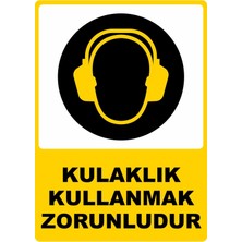 ChicArt Design Studio Kulaklık Kullanmak Zorunludur Dijital Uv Folyo Yapışkan Baskıuyarı Etiket  Sticker 12.5X17.5
