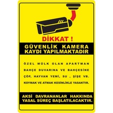 ChicArt Design Studio Dikkat Kamera Kaydı Yapılmaktadır Pvc Uyarı Levhası Dekota Dijital Uv Baskı Yapışkanlı 12.5X17.5