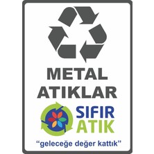 ChicArt Design Studio Metal Atıklar Sıfır Atık Dijital Uv Folyo Baskı Yapışkanlı Uyarı Etiket Yapıştırma Sticker 25X35