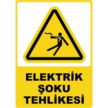 ChicArt Design Studio Elektrik Şoku Tehlikesi Pvc Plakalı Uyarı Levhası Dekota Dijital Uv Baskı Yapışkanlı 12.5X17.5