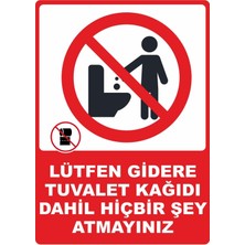 ChicArt Design Studio Gidere Tuvalet Kağıdı Atmayınız Dijital Uv Folyo Baskı Uyarı Etiket Yapıştırma Sticker 12.5X17.5