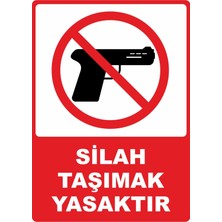 ChicArt Design Studio Silah Taşımak Yasaktır Dijital Uv Folyo Yapışkan Baskıuyarı Etiket Yapıştırma Sticker 25X35