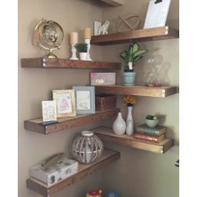 Yggdrasil Home Decor Dekoratif Doğal Ahşap  6’lı Takım 60 x 20x 4 cm (Gizli Aparatlı Raf)