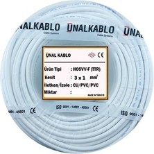 Ünal Kablo 3x1 Ttr - 45 Metre Çok Telli Kablo