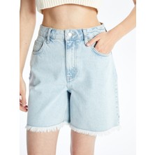 Dexia N008721 - Düz Mini Denim Şort - Açık Mavi