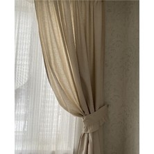 Sister Home Design Buldan Keten Doğal Bohem Tarz Bej Renk Fon Perde Tek Kanat Pilesiz Bağı Dahil