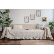Sister Home Design Natural Buldan Keteni Koltuk Örtüsü, Koltuk Şalı, Yatak Örtüsü