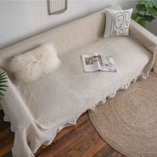 Sister Home Design Natural Buldan Keteni Koltuk Örtüsü, Koltuk Şalı, Yatak Örtüsü
