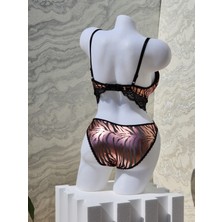 Estual Gold Zebra Desenli Dolgulu  Bralet Takımı Pudra