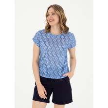 U.S. Polo Assn. Bisiklet Yaka Koyu Mavi Kadın T-Shirt PACEY