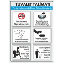 ChicArt Design Studio Tuvalet Talimatı Pvc Plakalı Uyarı Levhası Dekota Dijital Uv Sticker 12.5X17.5