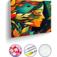 Picasso World Hobby Art Sayılarla Boyama Tuval Hobi Seti Fırça Boya Dahil Sanatsal Kadın Doğa Temalı