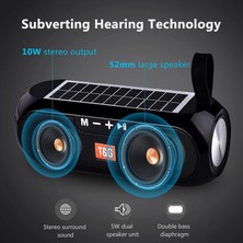 3C Store Solar Boombox Açık Hoparlör 10 W USB Taşınabilir Kablosuz Sütun Hoparlör Su Geçırmez Destek Tf Kart Fm Radyo Aux Girişı (Yurt Dışından)