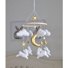 Efs Baby Bebek Odası Bebek Beşiği Dönencesi Gold Detaylı Tavşan